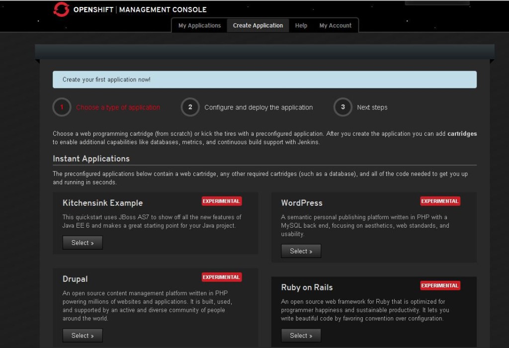 OpenShift create application OpenShift create application